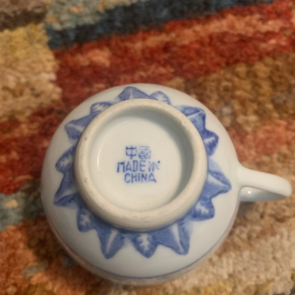 Blue and White Ceramic Tea Cup - Classic Pattern
